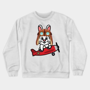 Cute Bunny is in a vintage airplane Crewneck Sweatshirt